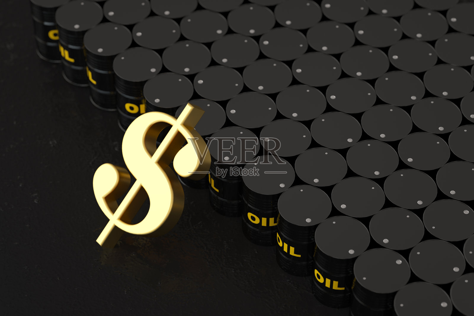 石油桶与美元符号，3d渲染照片摄影图片