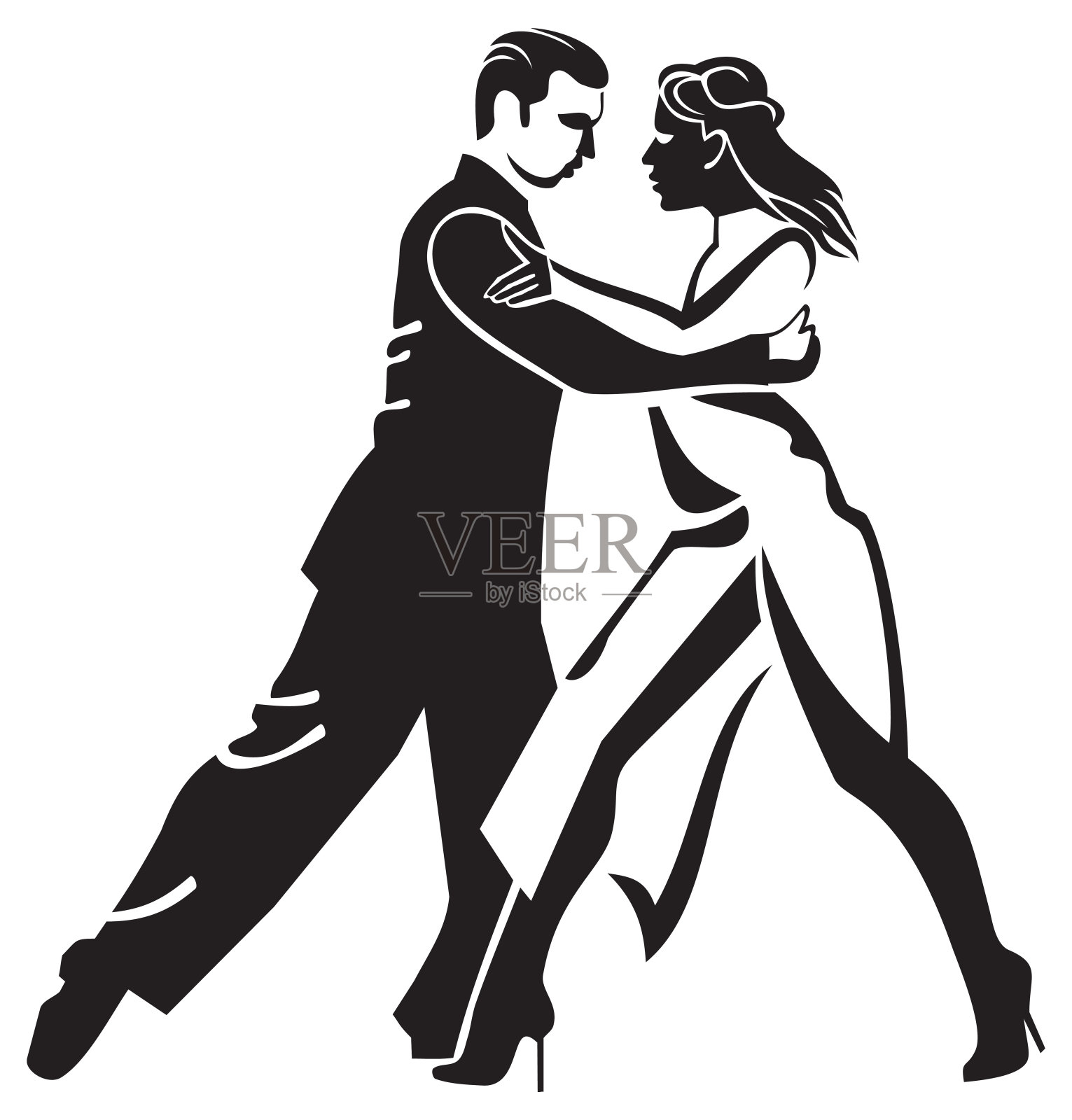 探戈舞者的形象。男人和女人的剪影插画图片素材
