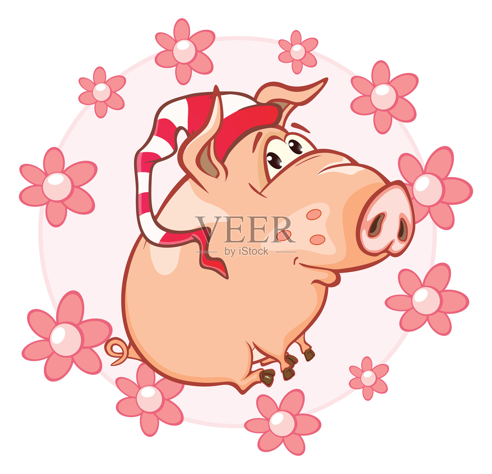 矢量插图的可爱的猪。卡通人物设计元素图片