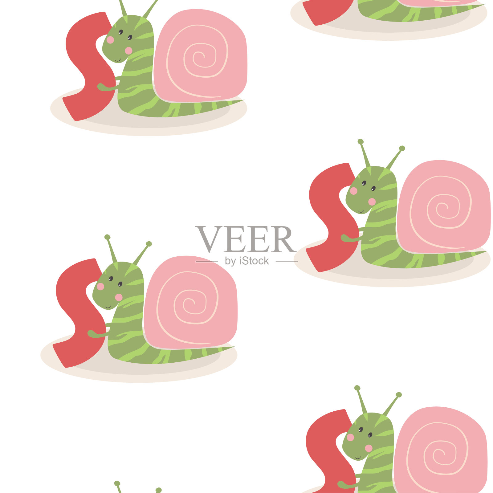 动物字母模式与蜗牛设计元素图片
