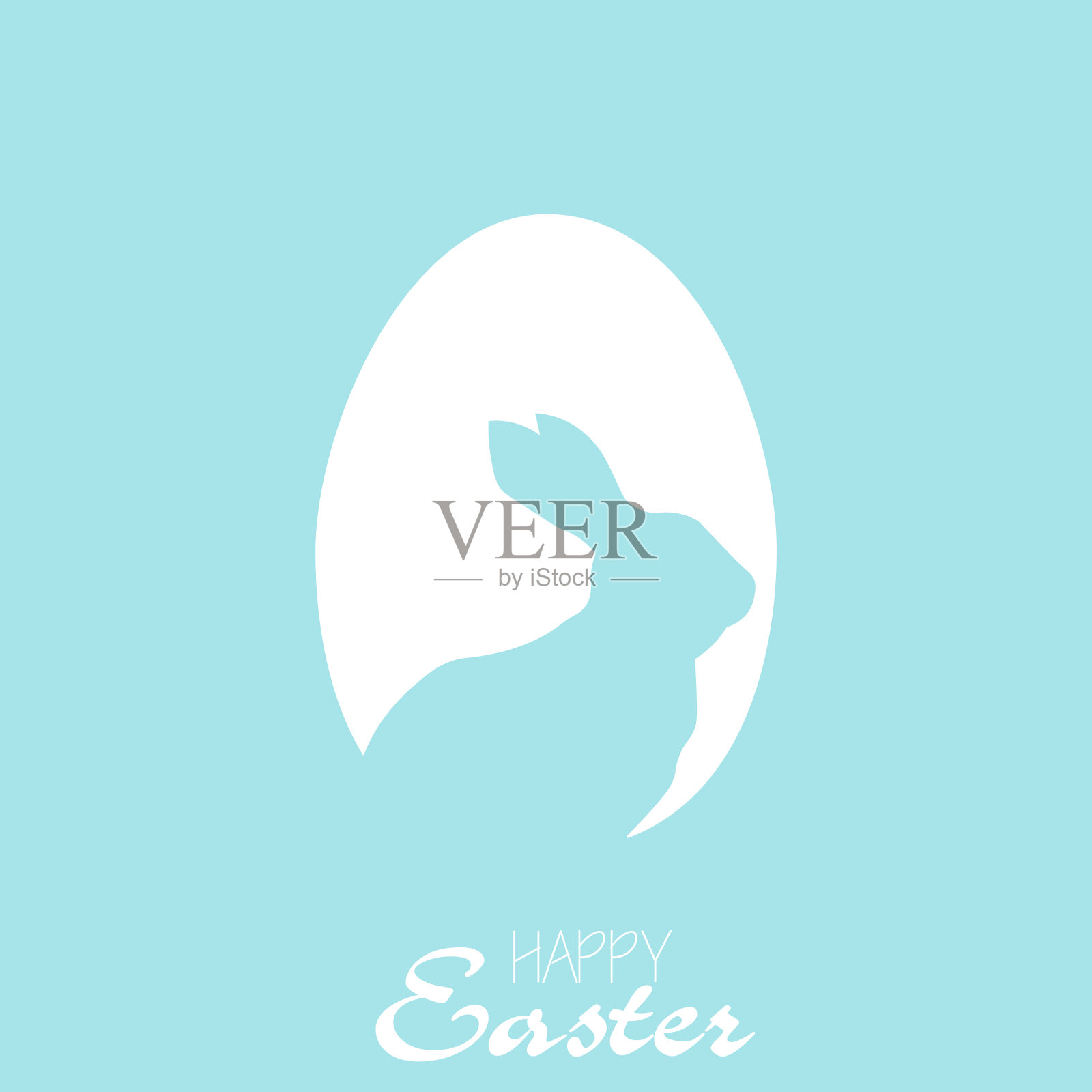 带有彩蛋和兔子的复活节快乐卡片。向量。插画图片素材