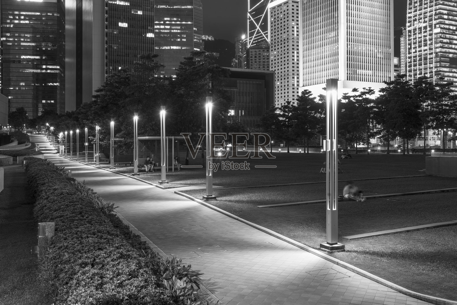 香港市中心的夜景照片摄影图片