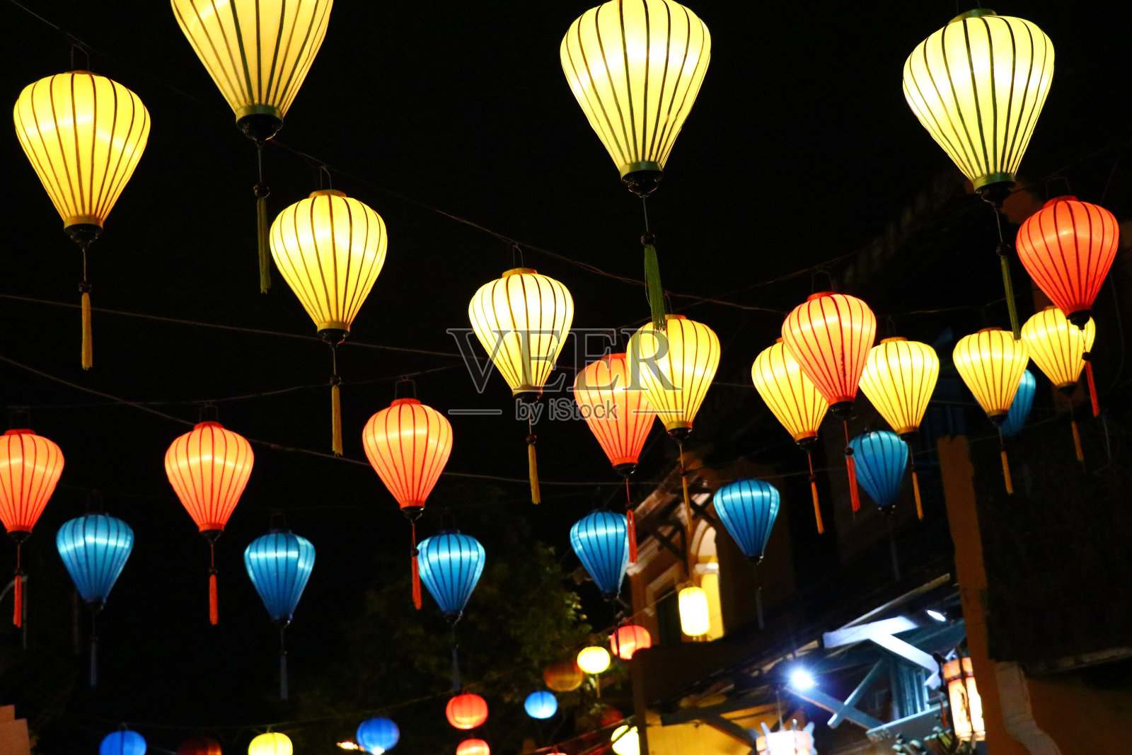 晚上会安与灯饰-越南亚洲照片摄影图片