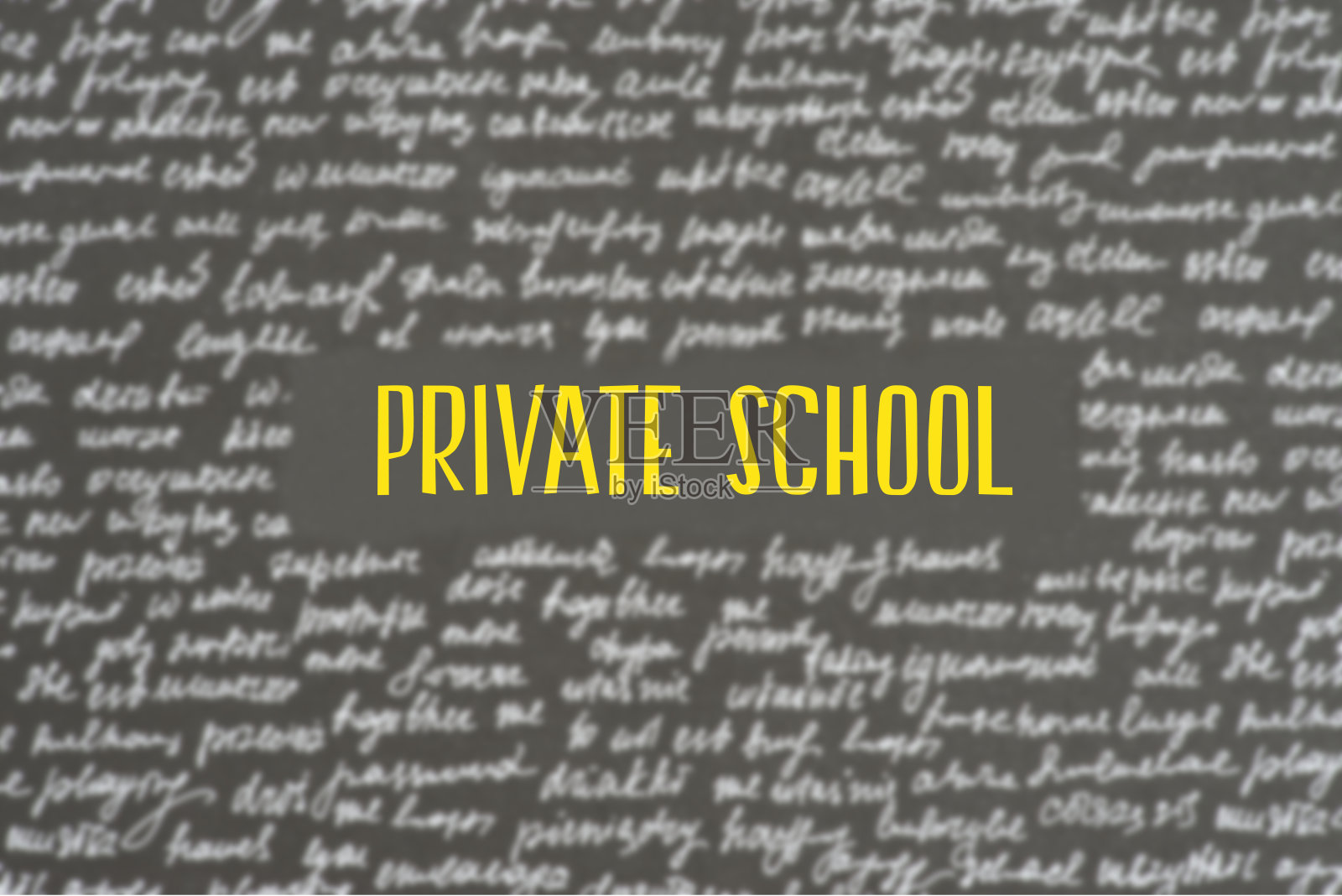 背景与不同的词和参考对一个派瓦特学校照片摄影图片