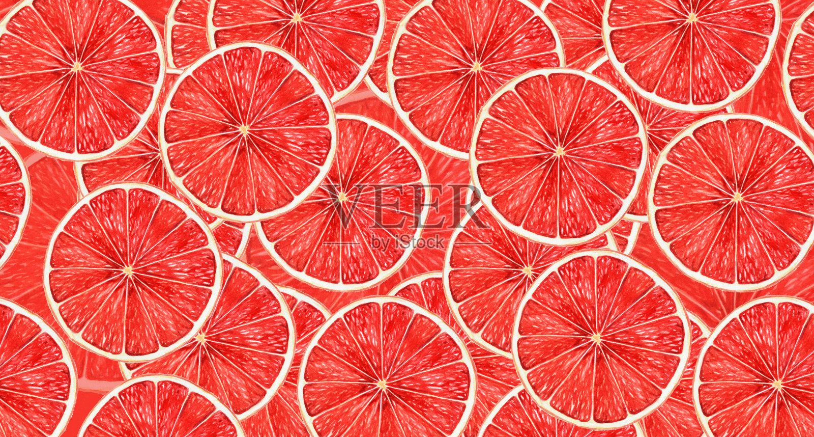 水彩背景与彩色柑橘插画图片素材