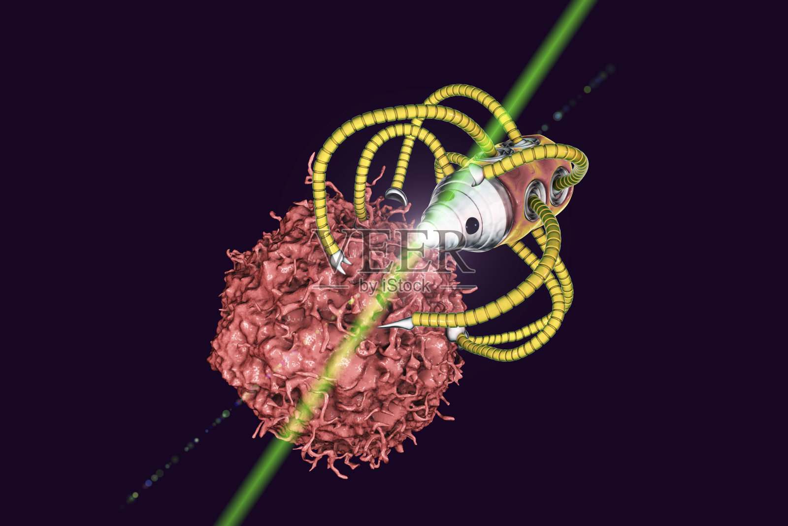 攻击癌细胞的纳米机器人插画图片素材