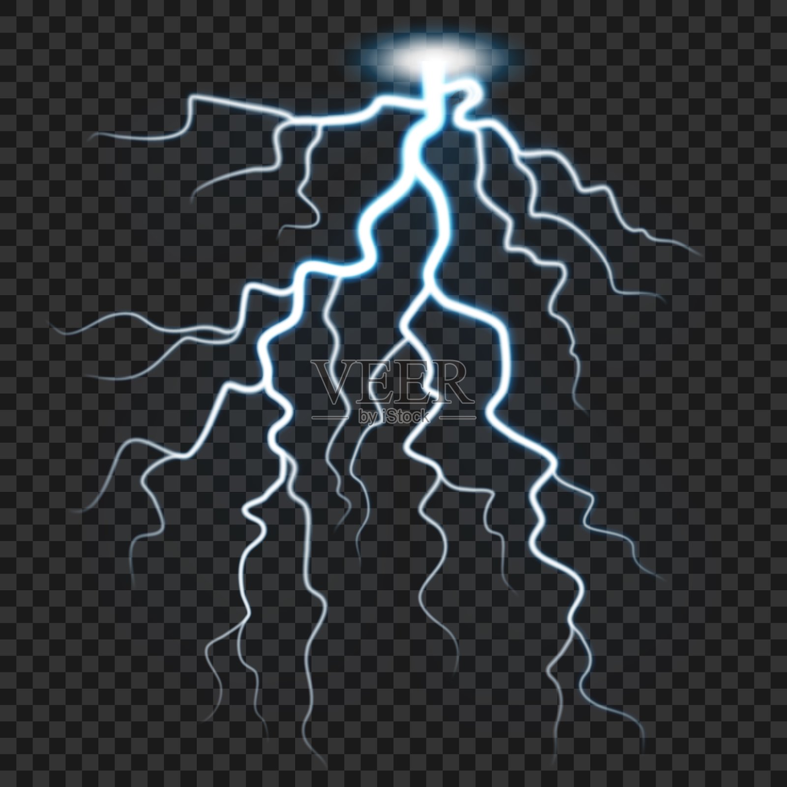 闪电。雷声和闪电。光的效果。插画图片素材
