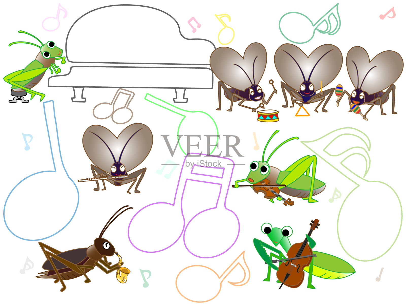 昆虫的音乐插画图片素材