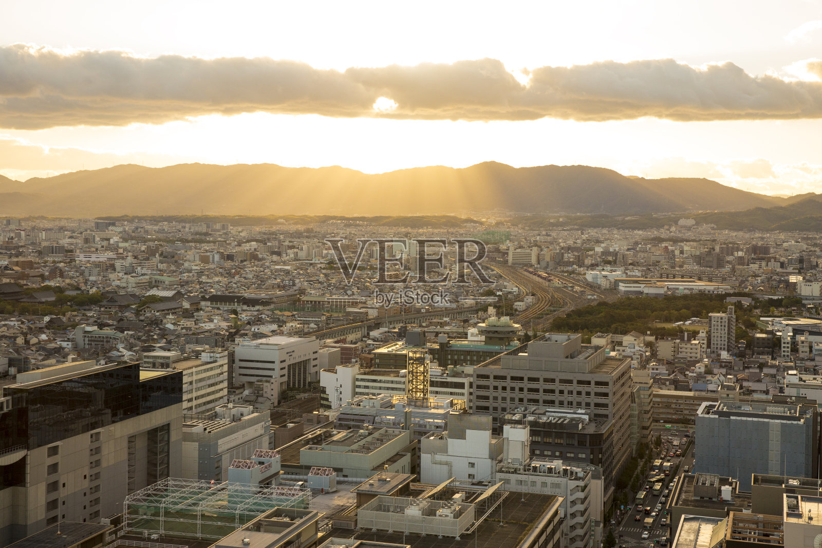 日本京都的城市景观照片摄影图片