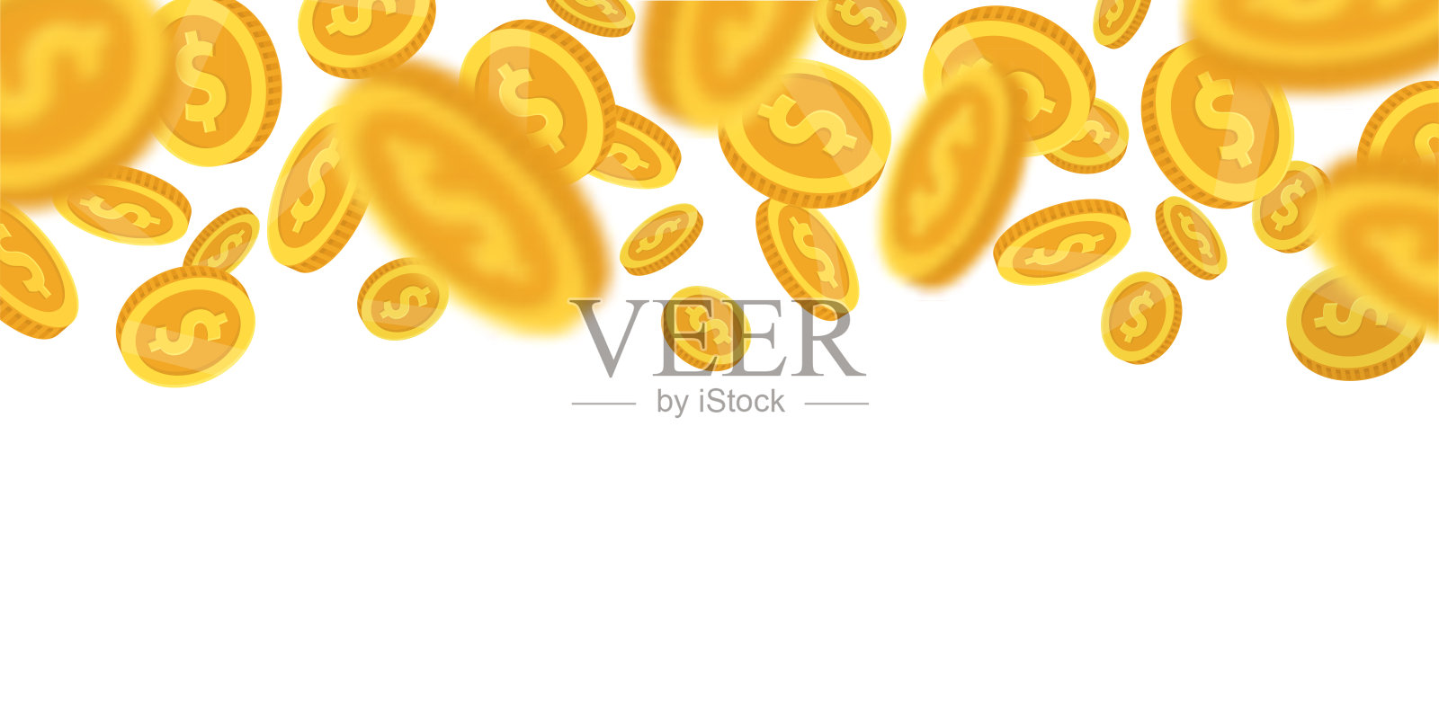 金钱孤立在白色背景上。闪亮的金色的硬币。漂亮的模板。简单的卡通设计。现实的元素。平面风格矢量插图。插画图片素材