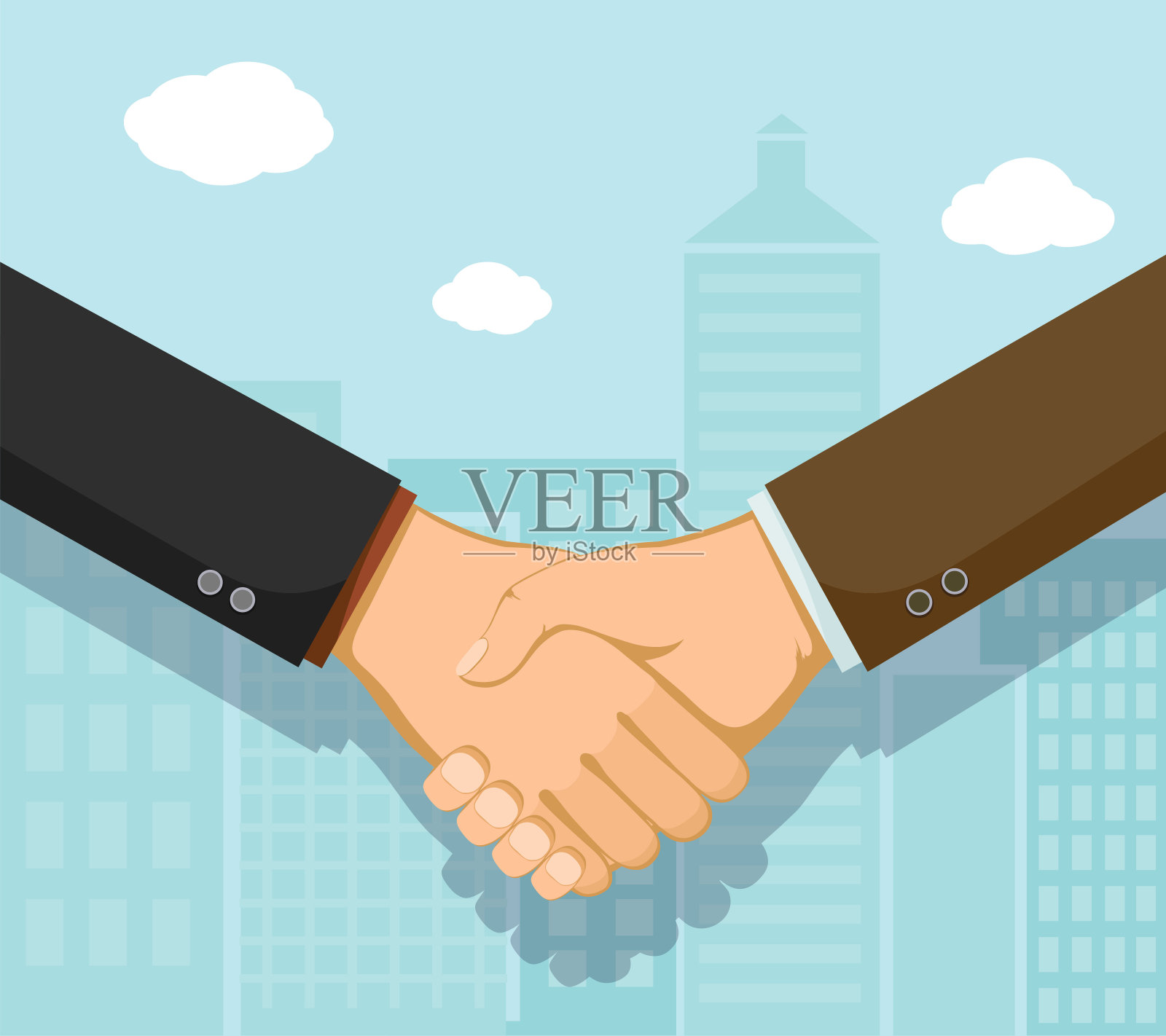 业务伙伴见面握手。合作或伙伴关系插画图片素材