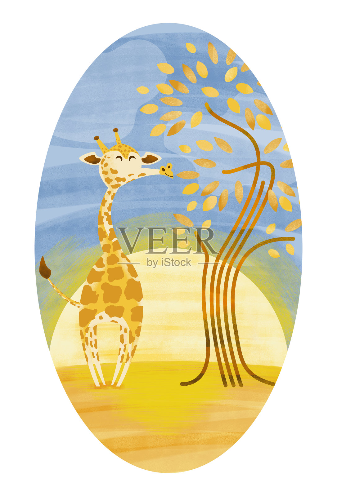 可爱的长颈鹿插画图片素材
