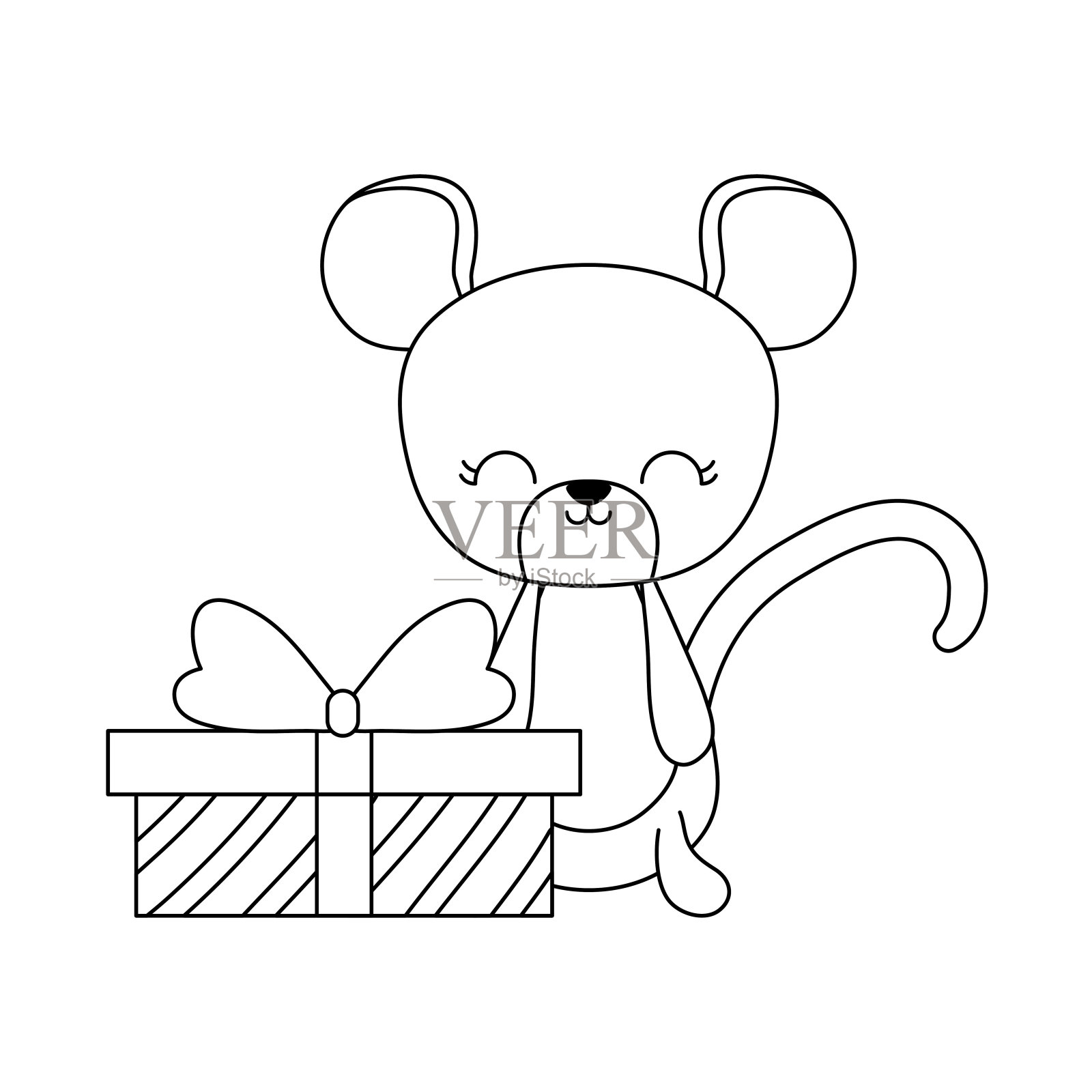 可爱的老鼠动物礼盒插画图片素材