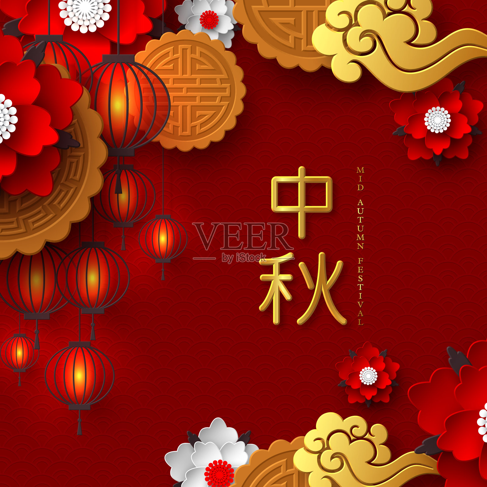 中国中秋节设计。插画图片素材