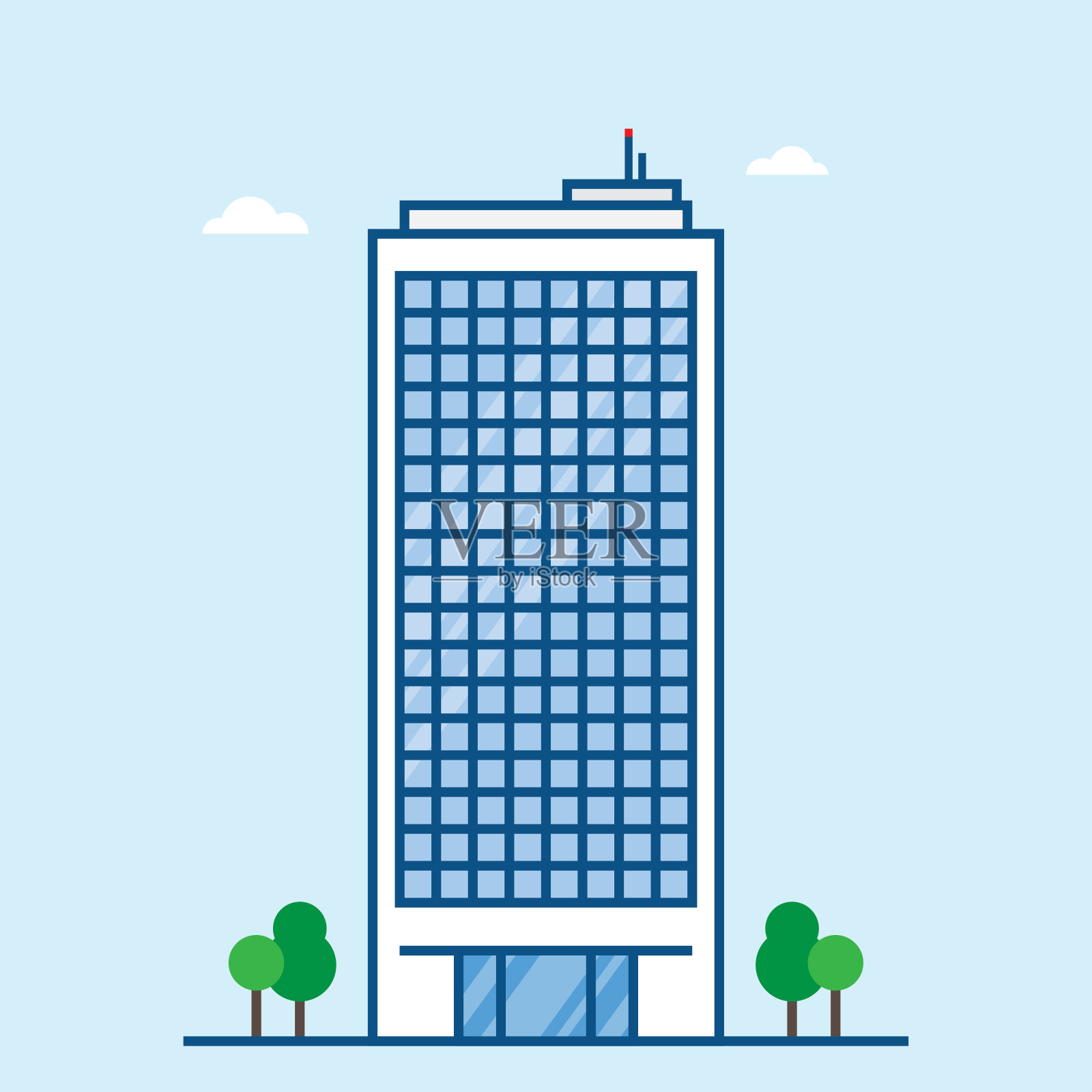 摩天楼、现代商业中心、高层建筑插画图片素材