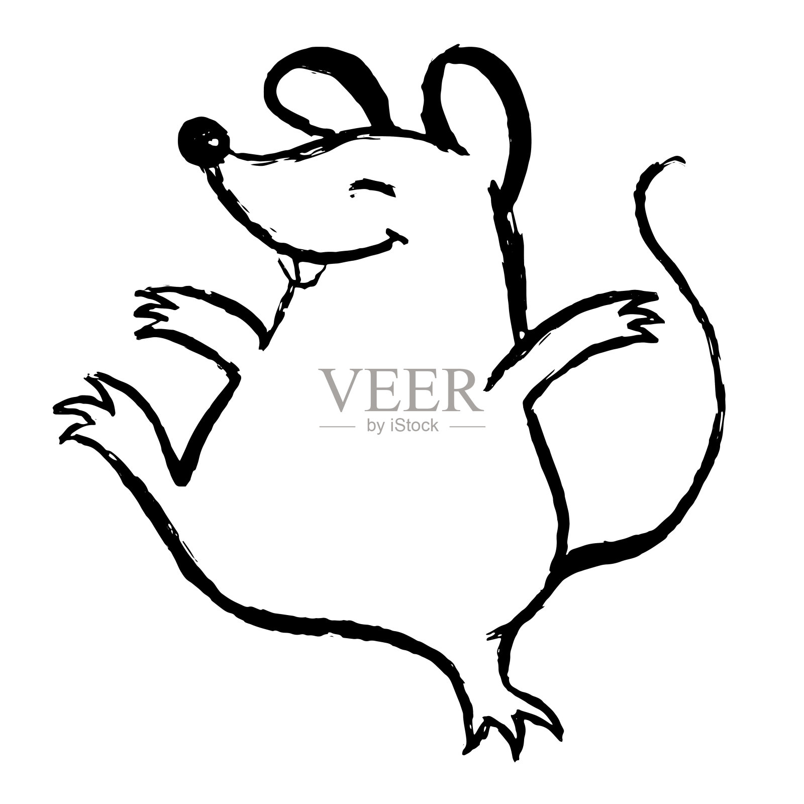 矢量鼠动物平面插画圣诞和新年设计，象征2020在中国历法。可爱的灰色老鼠在圣诞老人的帽子和礼物。派对邀请函，节日图标，贺卡插画图片素材