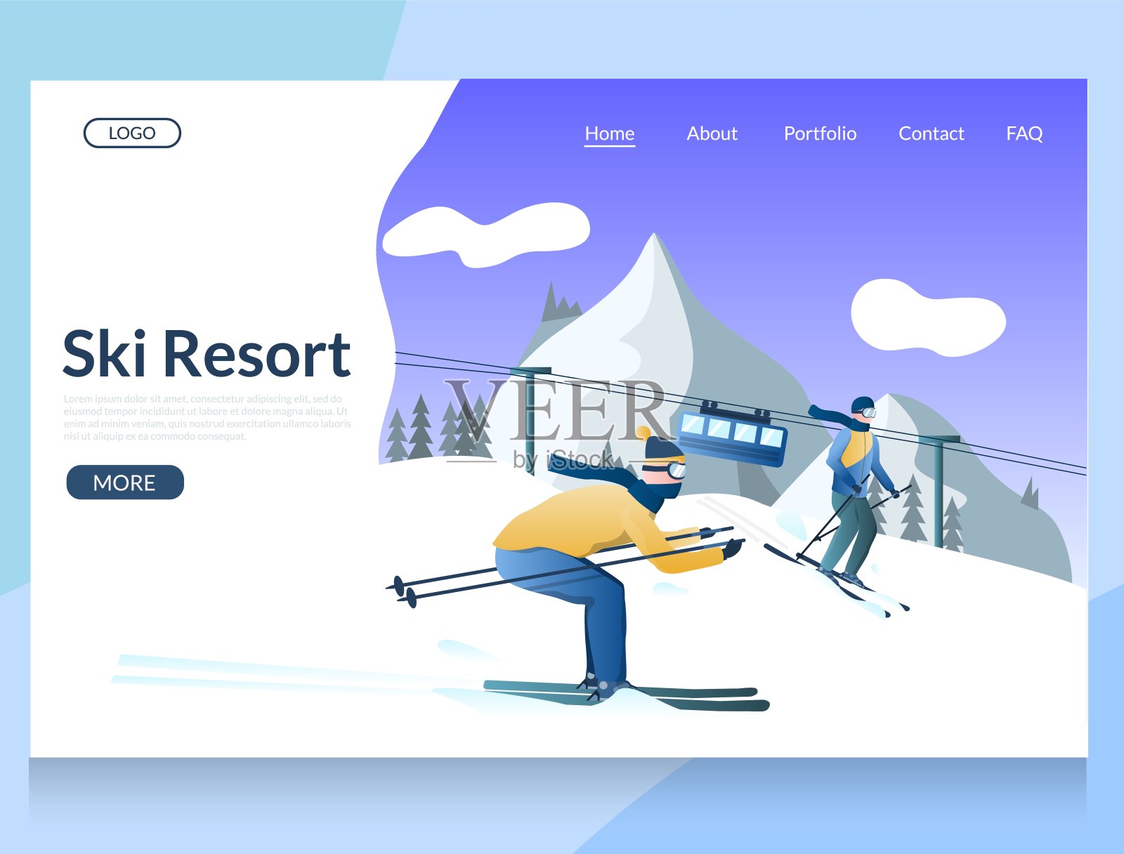 滑雪胜地矢量网站登陆页面设计模板设计模板素材