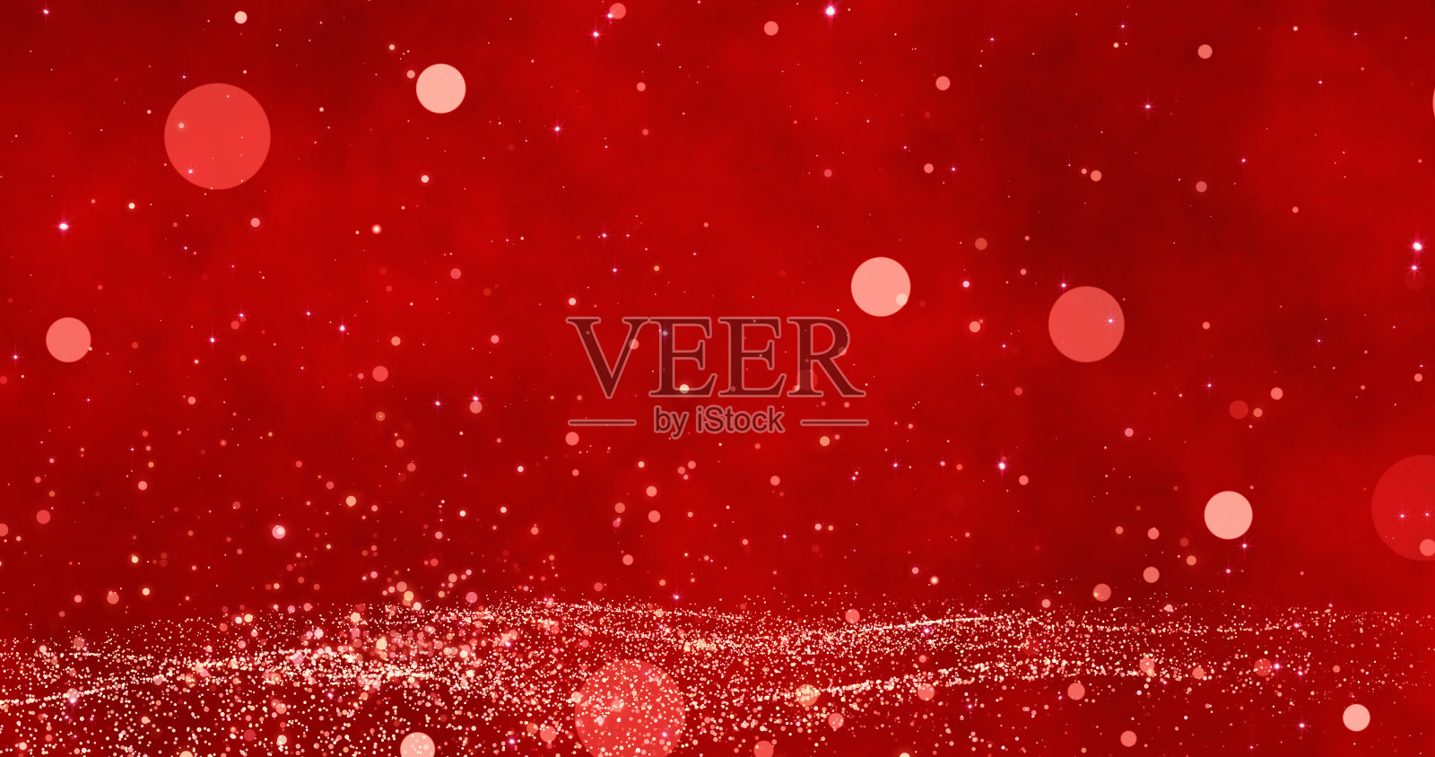 散景灯上的红色圣诞快乐背景。三维渲染插画图片素材