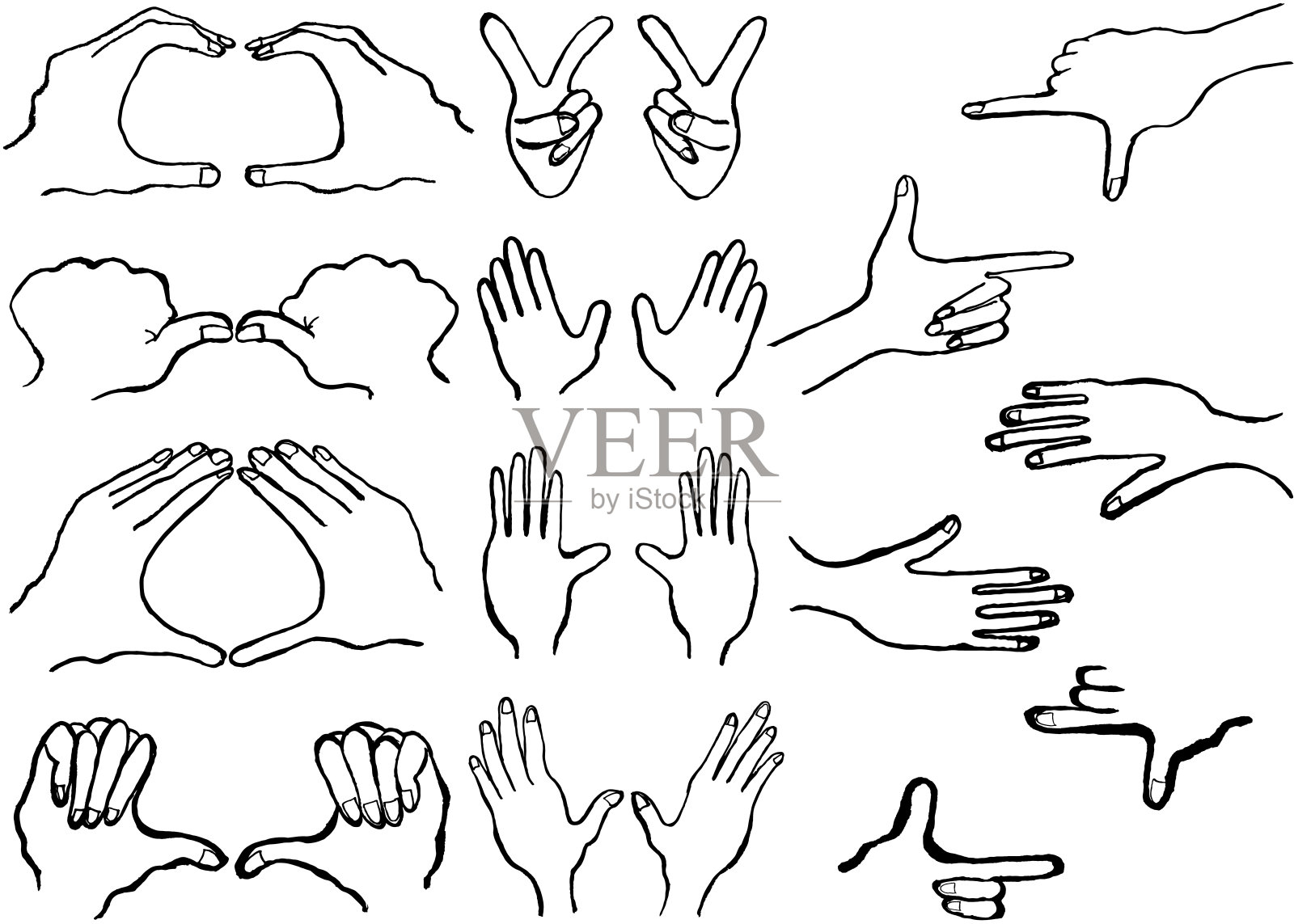 手的姿态。手指和手的框架。插画图片素材