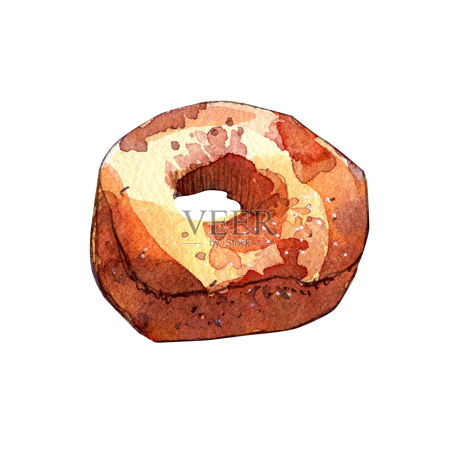 水彩甜甜圈。食物的例子。设计元素图片