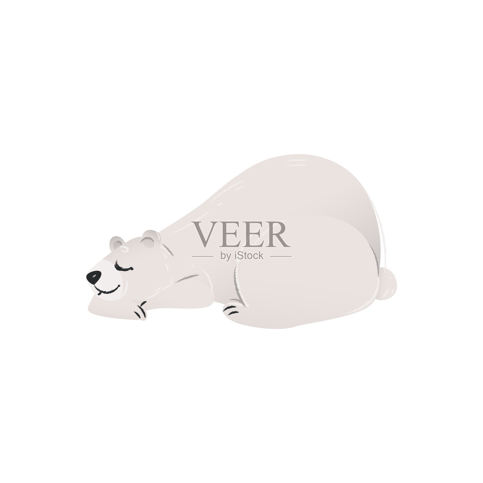 北极熊可爱的卡通人物可爱的白色矢量插图孤立的白色。插画图片素材