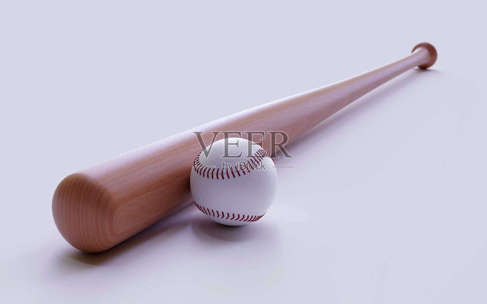 白色的棒球棒和球。3 d渲染图照片摄影图片