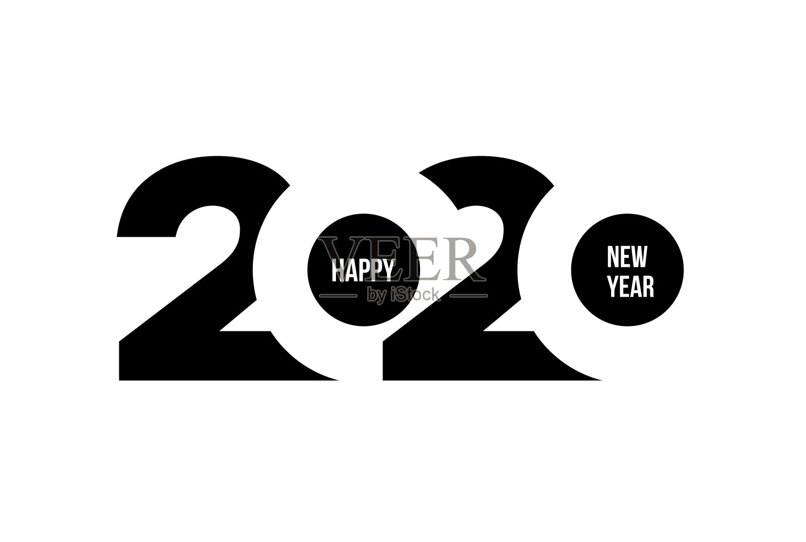 2020年新年快乐标志文字设计。2020年商业日记封面，祝福。宣传册设计模板、卡片、横幅。矢量插图。孤立在白色背景上。插画图片素材