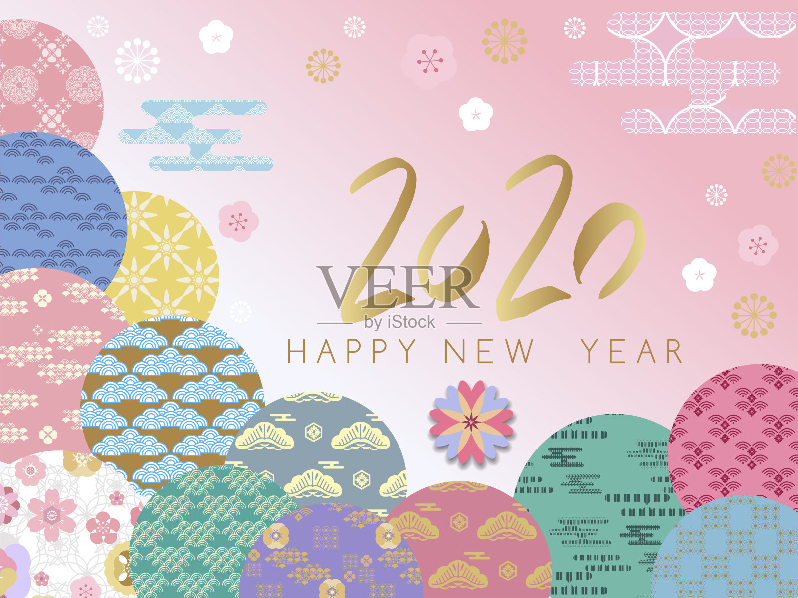 祝中国2020年鼠年新年快乐。设计模板素材