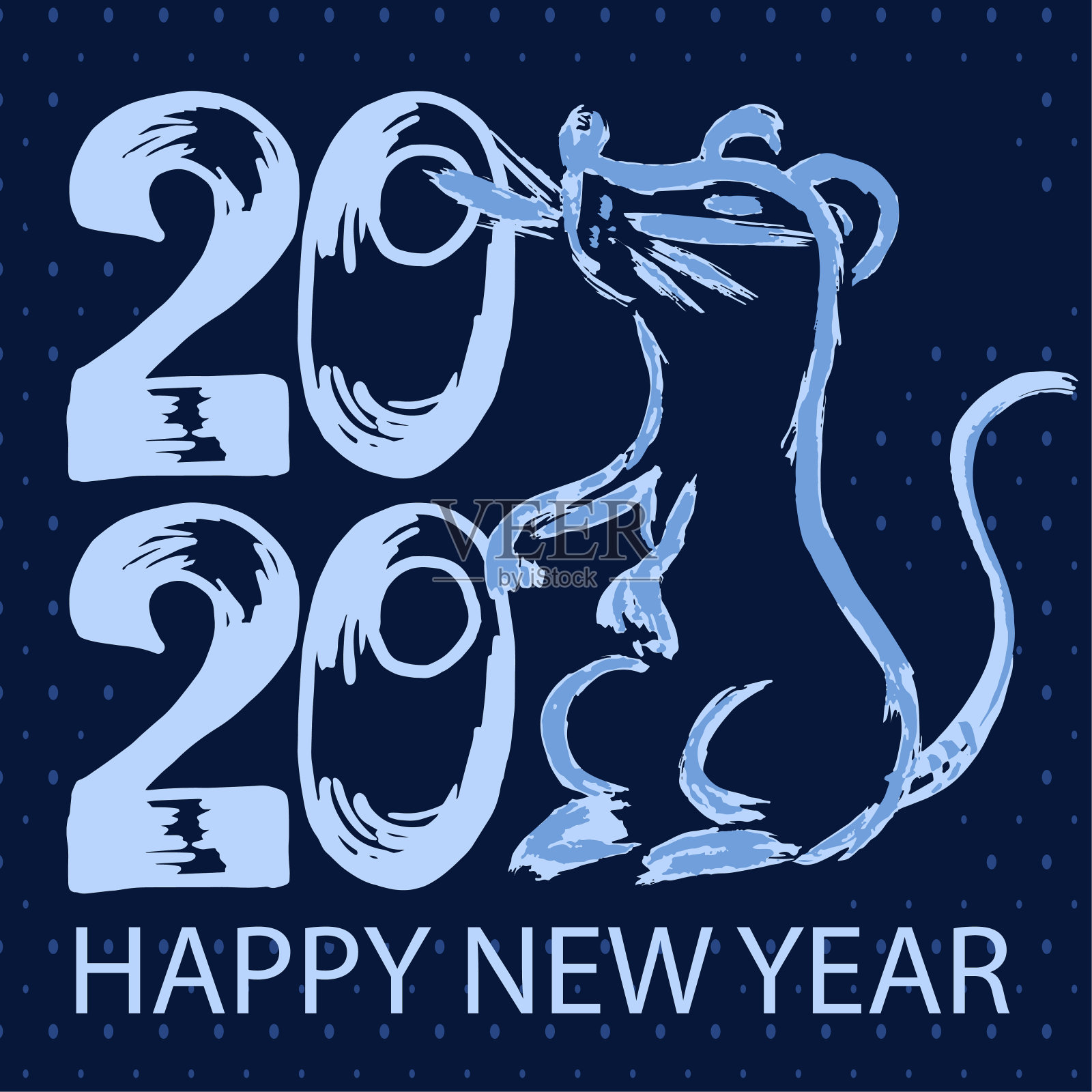 2020年新年快乐。岁次戊子(鼠年)插画图片素材