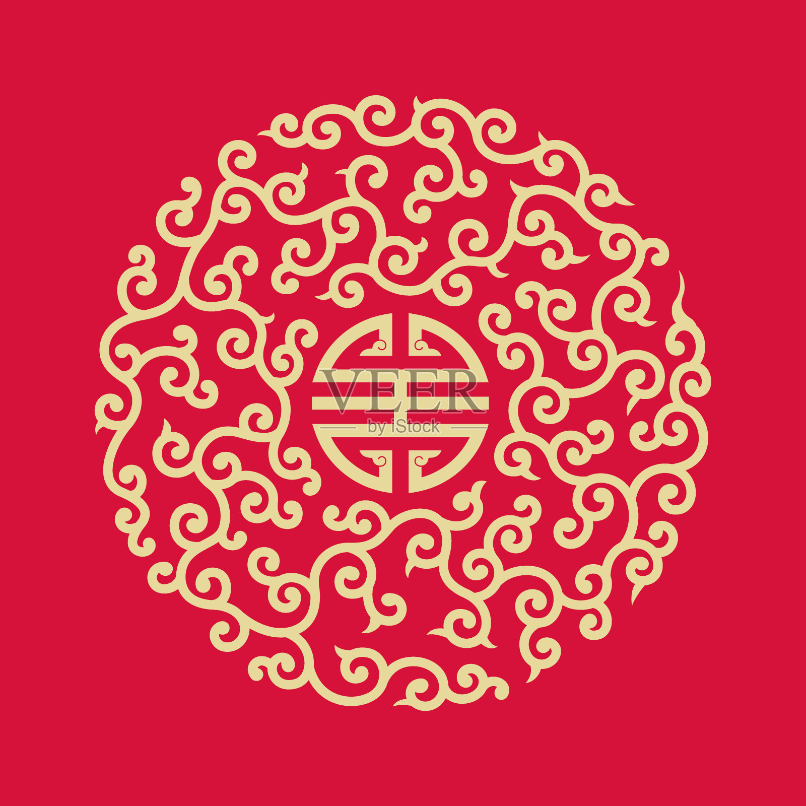 中国传统吉祥符号(长寿)插画图片素材
