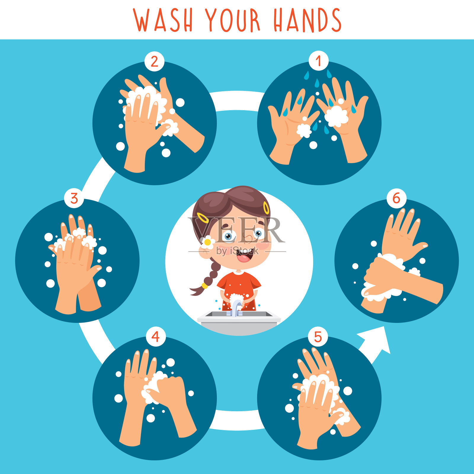 日常个人护理要洗手插画图片素材