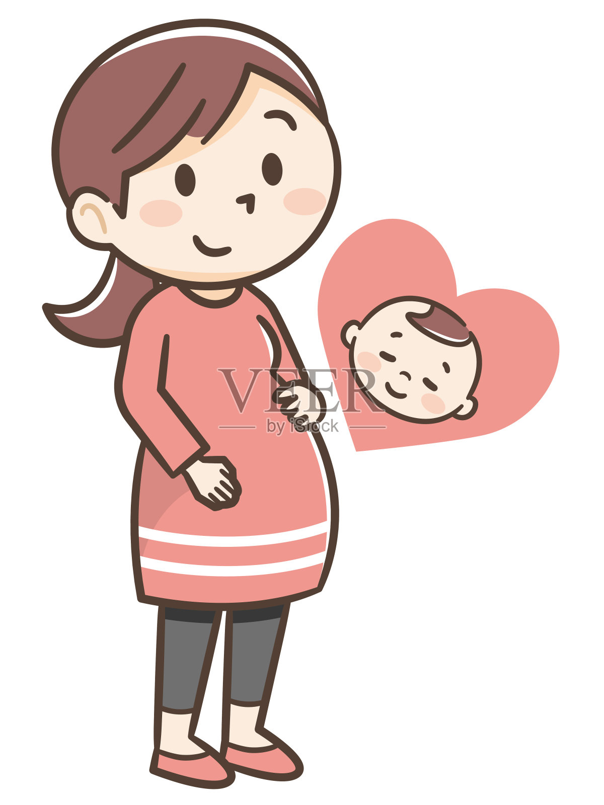 孕妇和胎儿插图设计元素图片