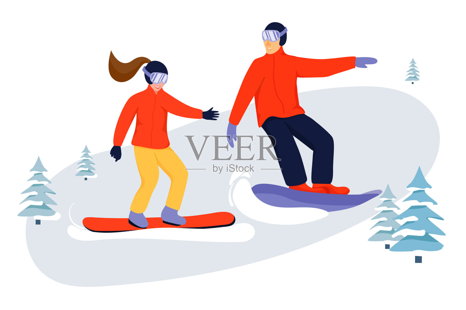 滑雪运动插图。插画图片素材