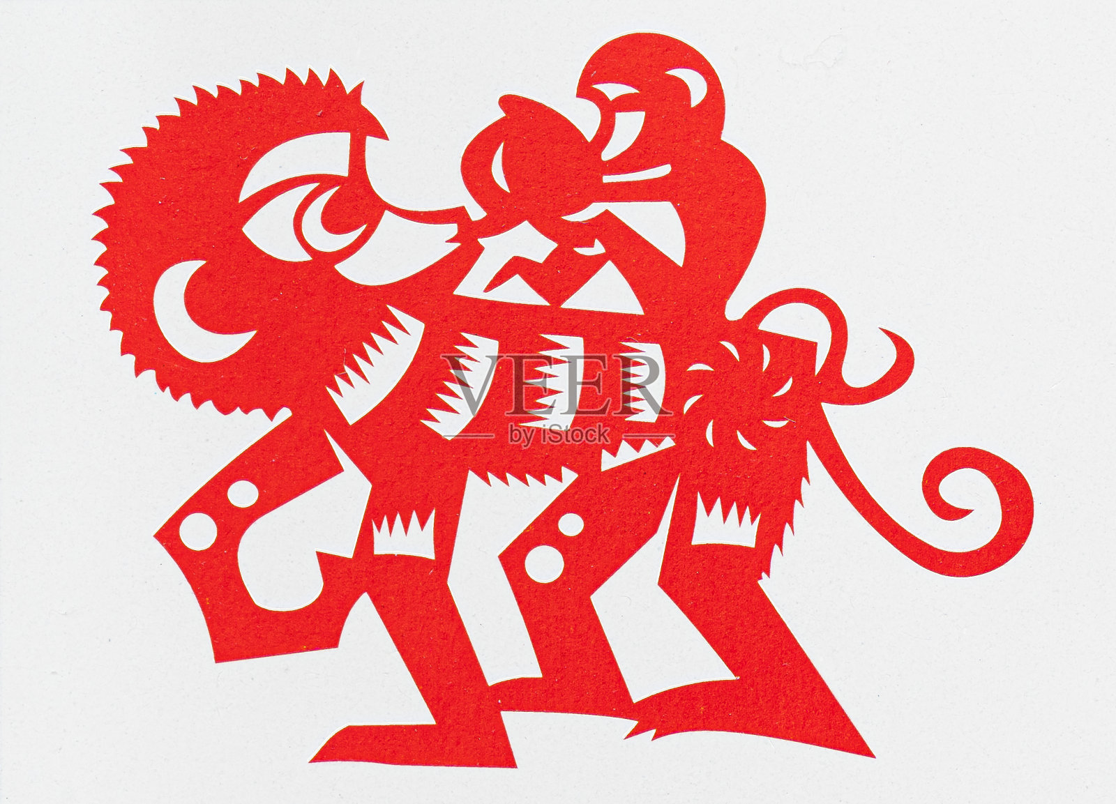 中国传统剪纸，十二生肖插画图片素材