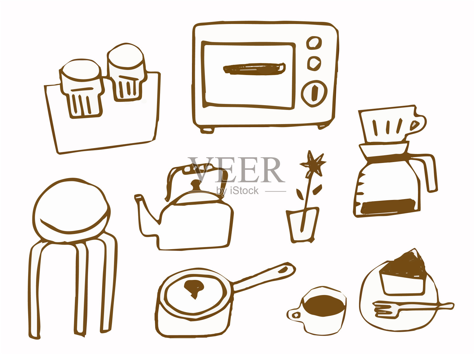 收藏各种厨房杂品插画图片素材