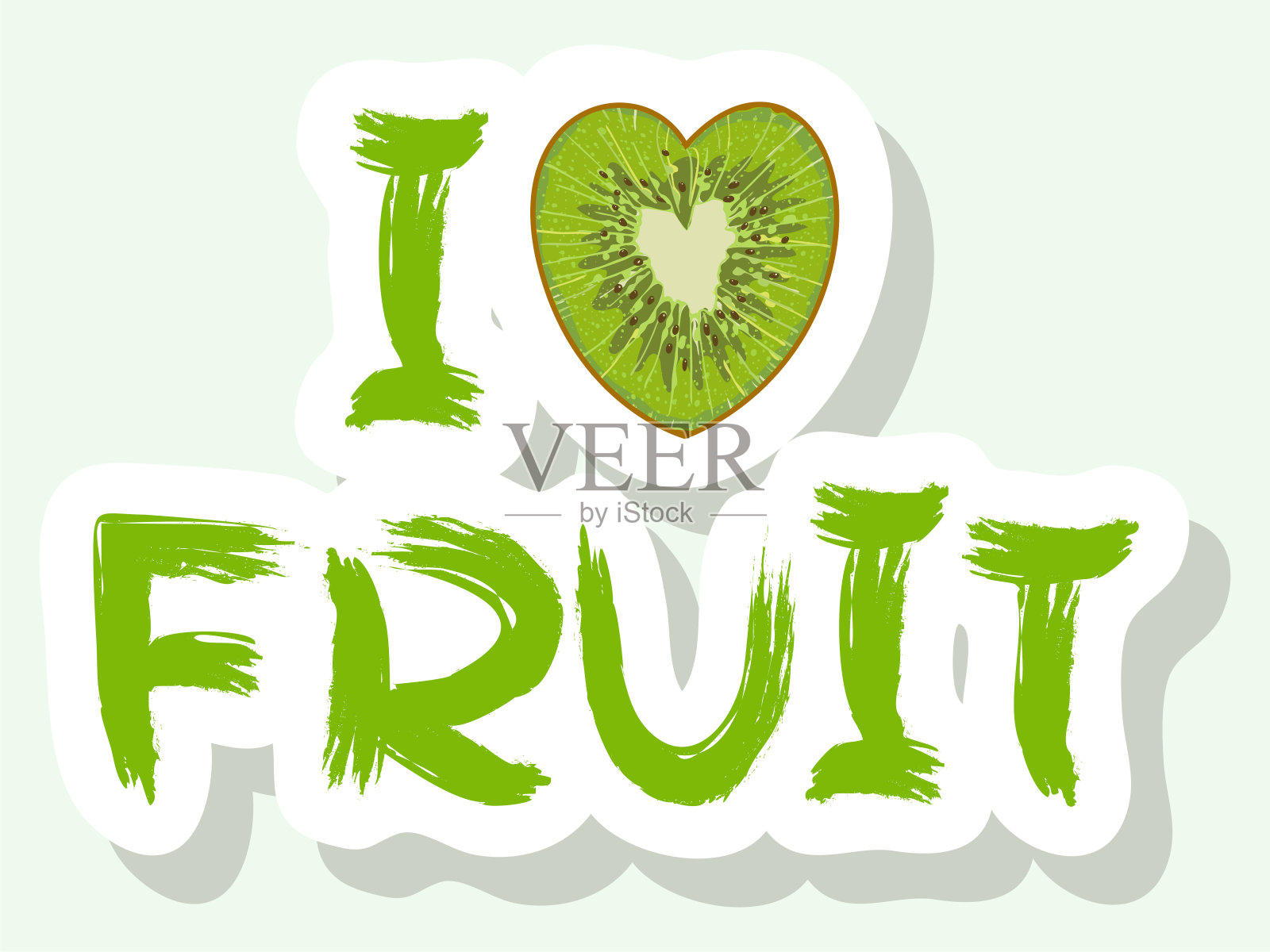 矢量字体。我喜欢水果。白色背景上孤立的单词。健康食品的文本元素设计。向量股票插图插画图片素材