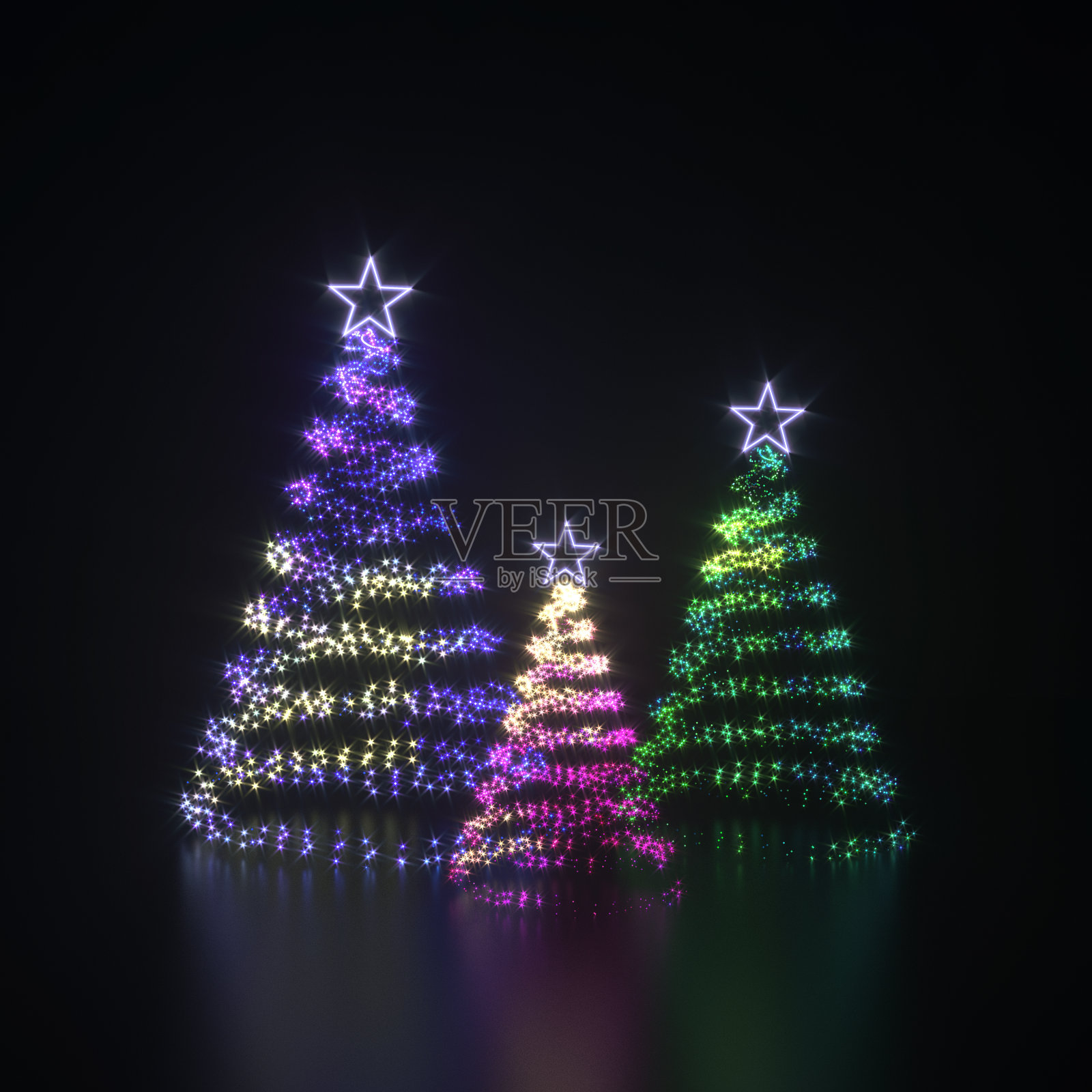 发光的圣诞树- 3D渲染-插图照片摄影图片