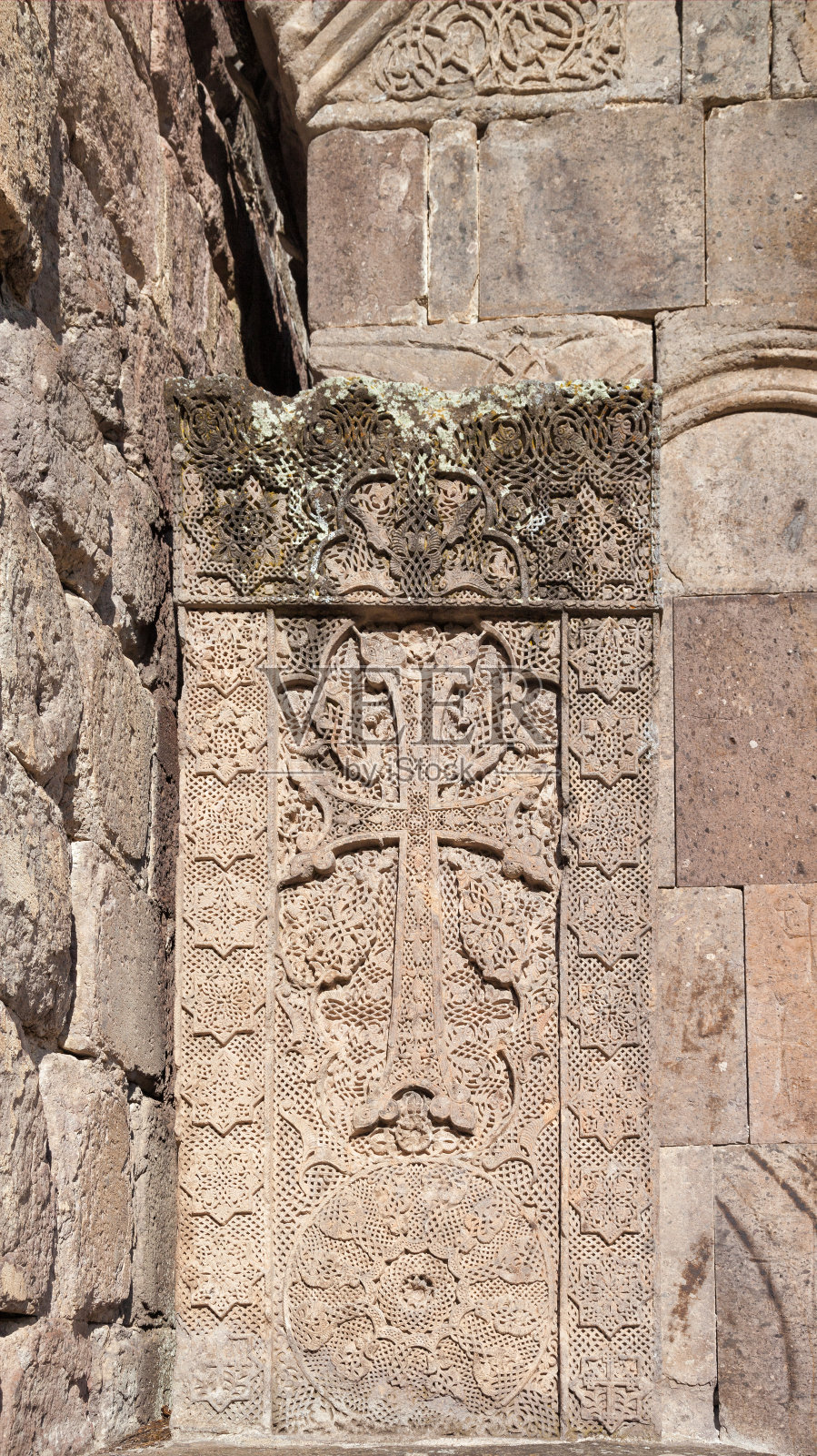 Khachkar，亚美尼亚的十字石，在Goshavank修道院照片摄影图片