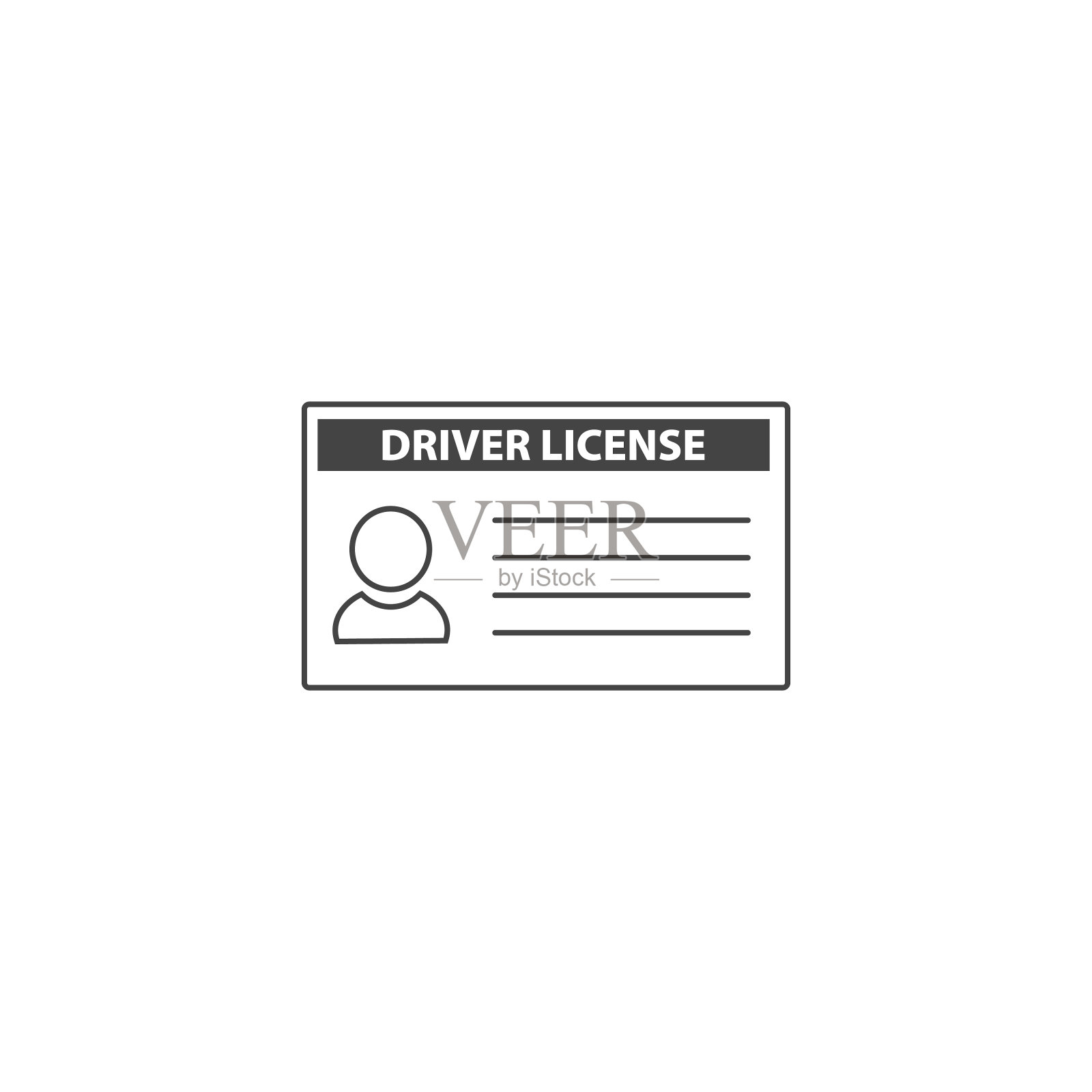 矢量汽车驾驶执照图标上的白色孤立背景。插画图片素材
