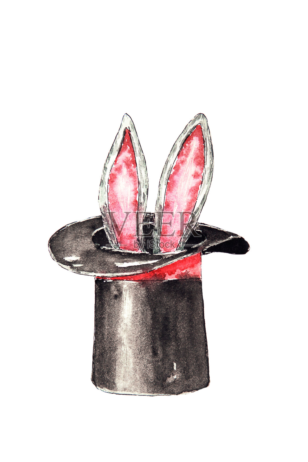 黑色的帽子魔术师与兔子的耳朵设计元素图片