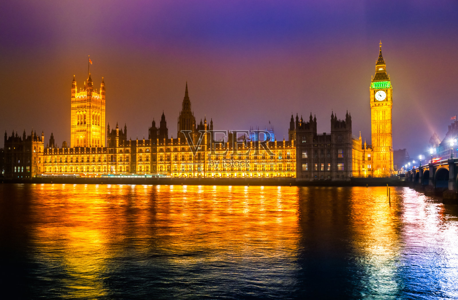 伦敦，大本钟和威斯敏斯特桥，英国照片摄影图片