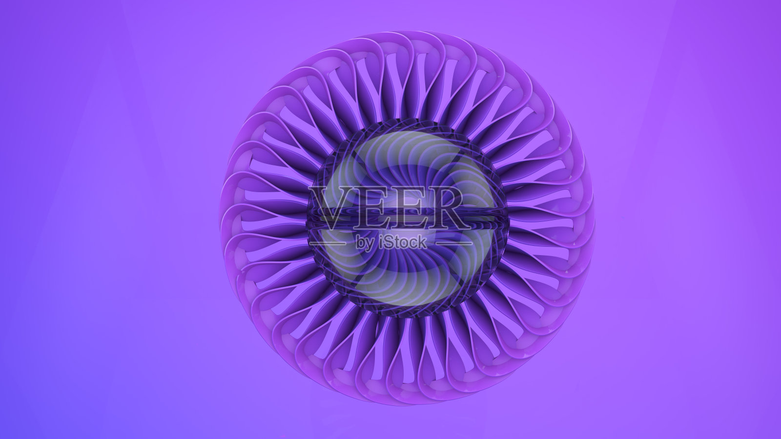 3d渲染抽象3d花的釉面材料，第一层蓝色和紫色的渐变颜色在球玻璃照片摄影图片