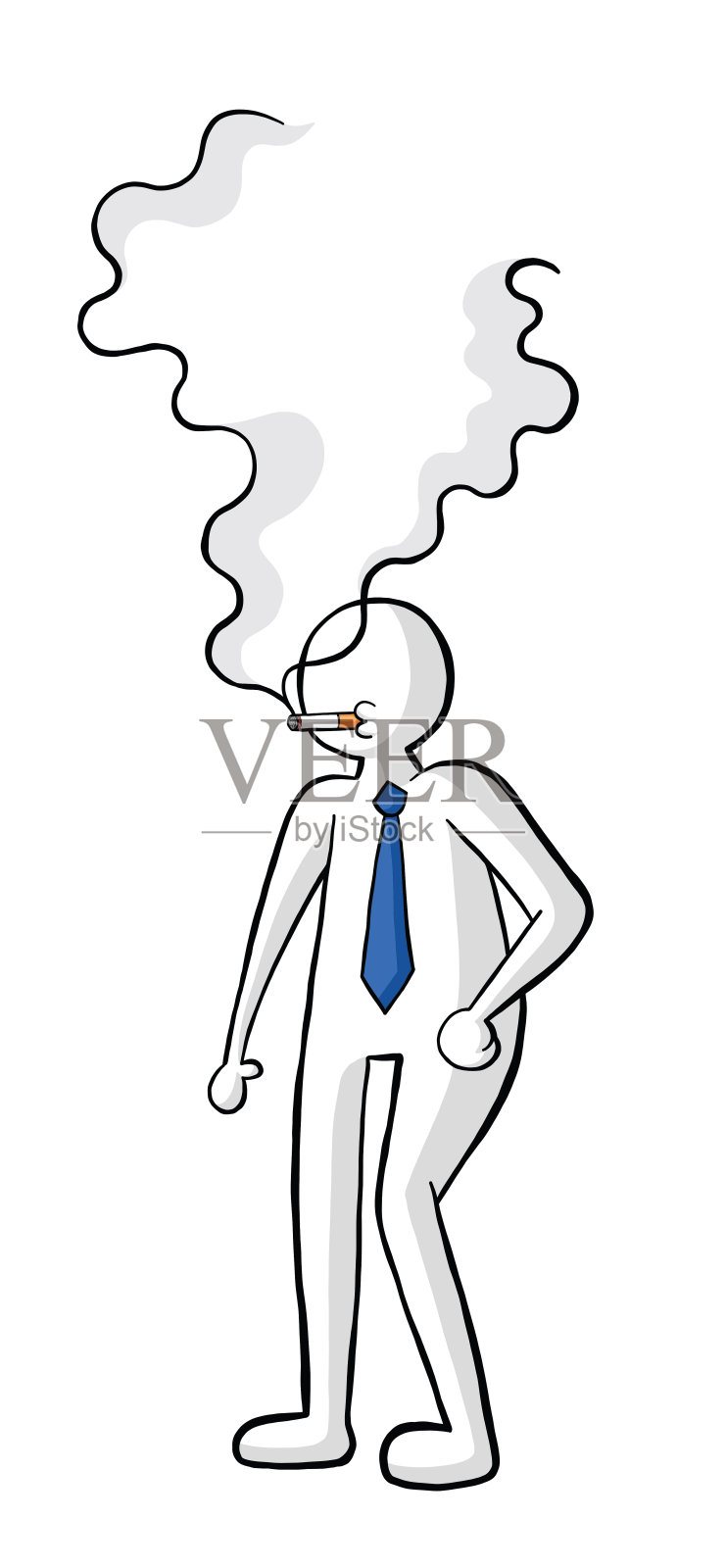 商人站在和吸烟矢量插图。设计元素图片