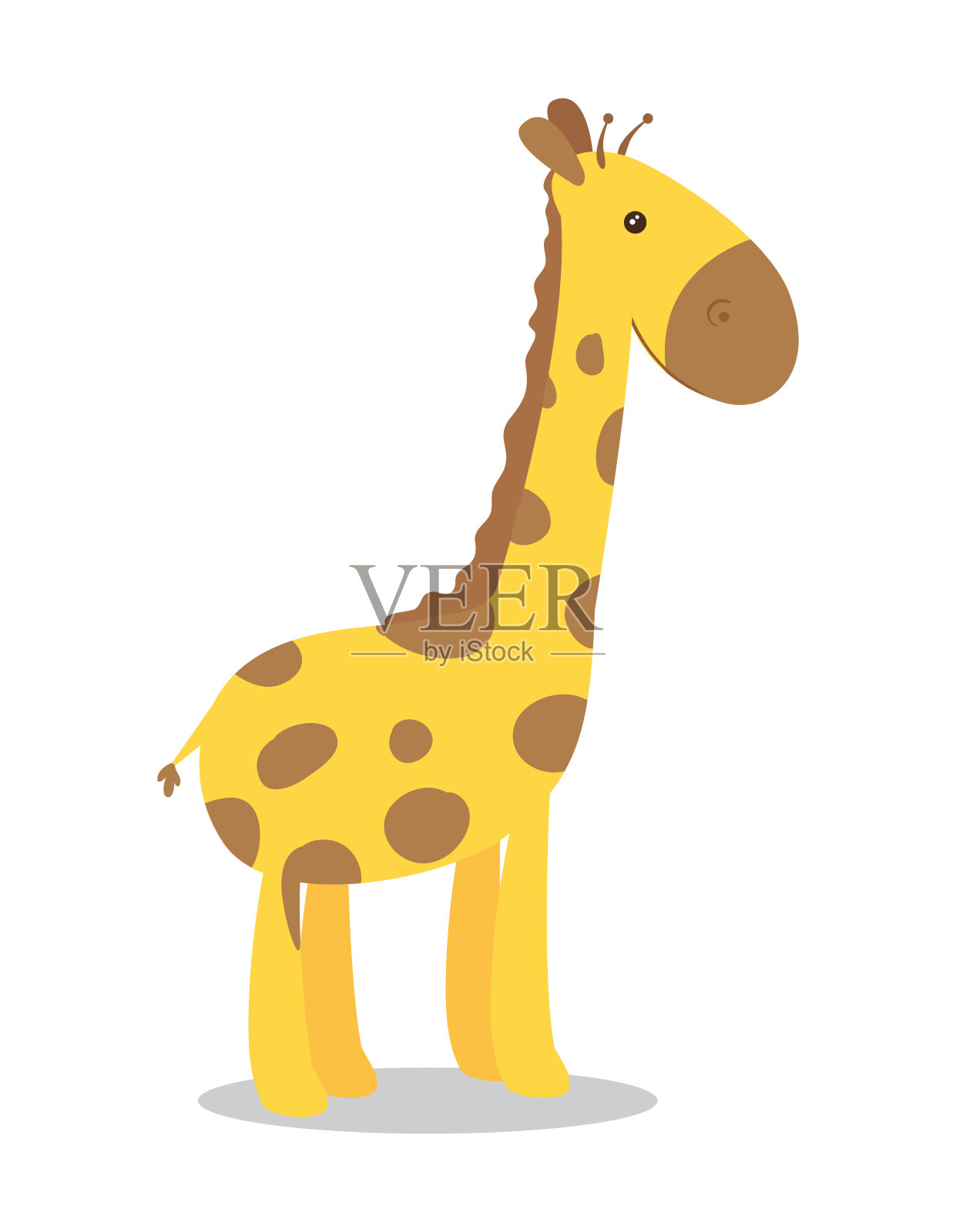 可爱的长颈鹿动物在白色的背景设计元素图片