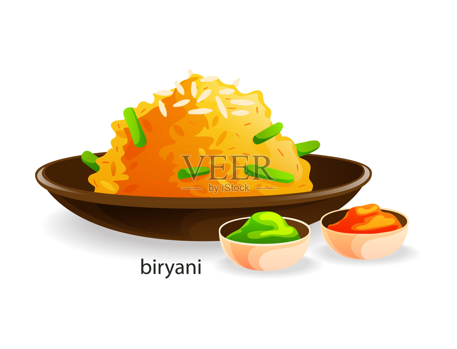 传统印度菜肴印度饭，第二道菜是米饭和香料设计元素图片