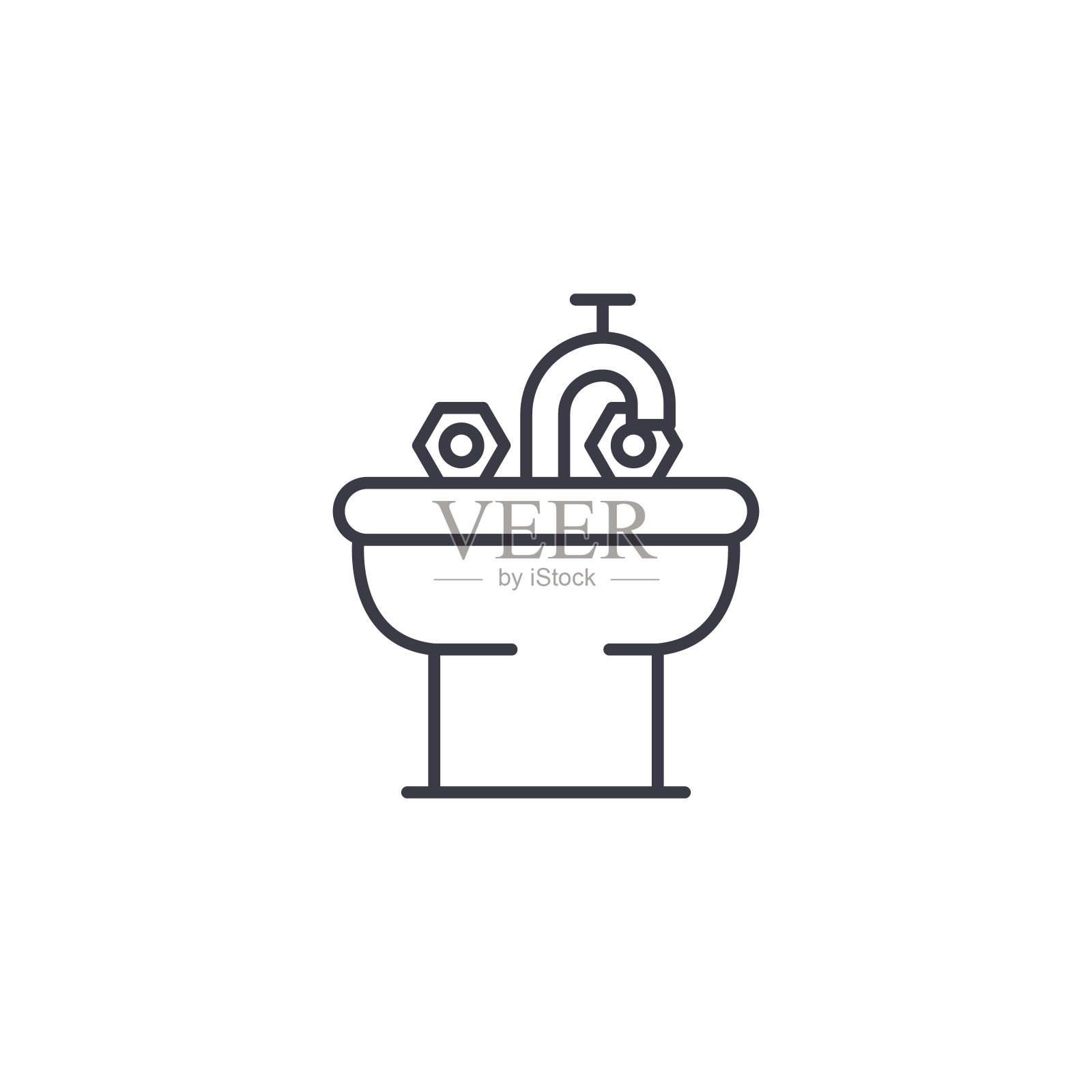 坐浴盆线性图标概念。坐浴盆线矢量符号、符号、插图。设计元素图片