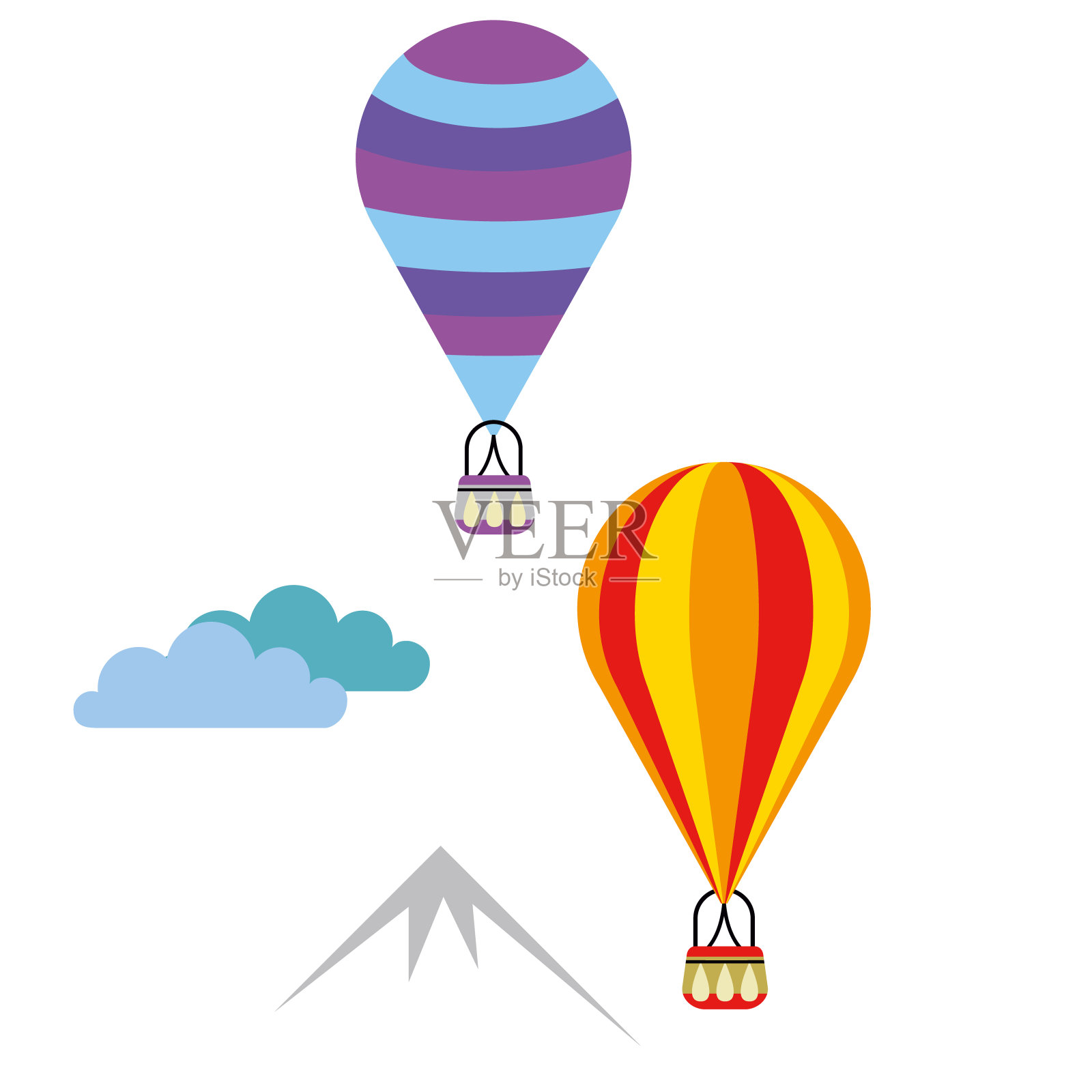 Hotair气球简单的白色背景插图插画图片素材