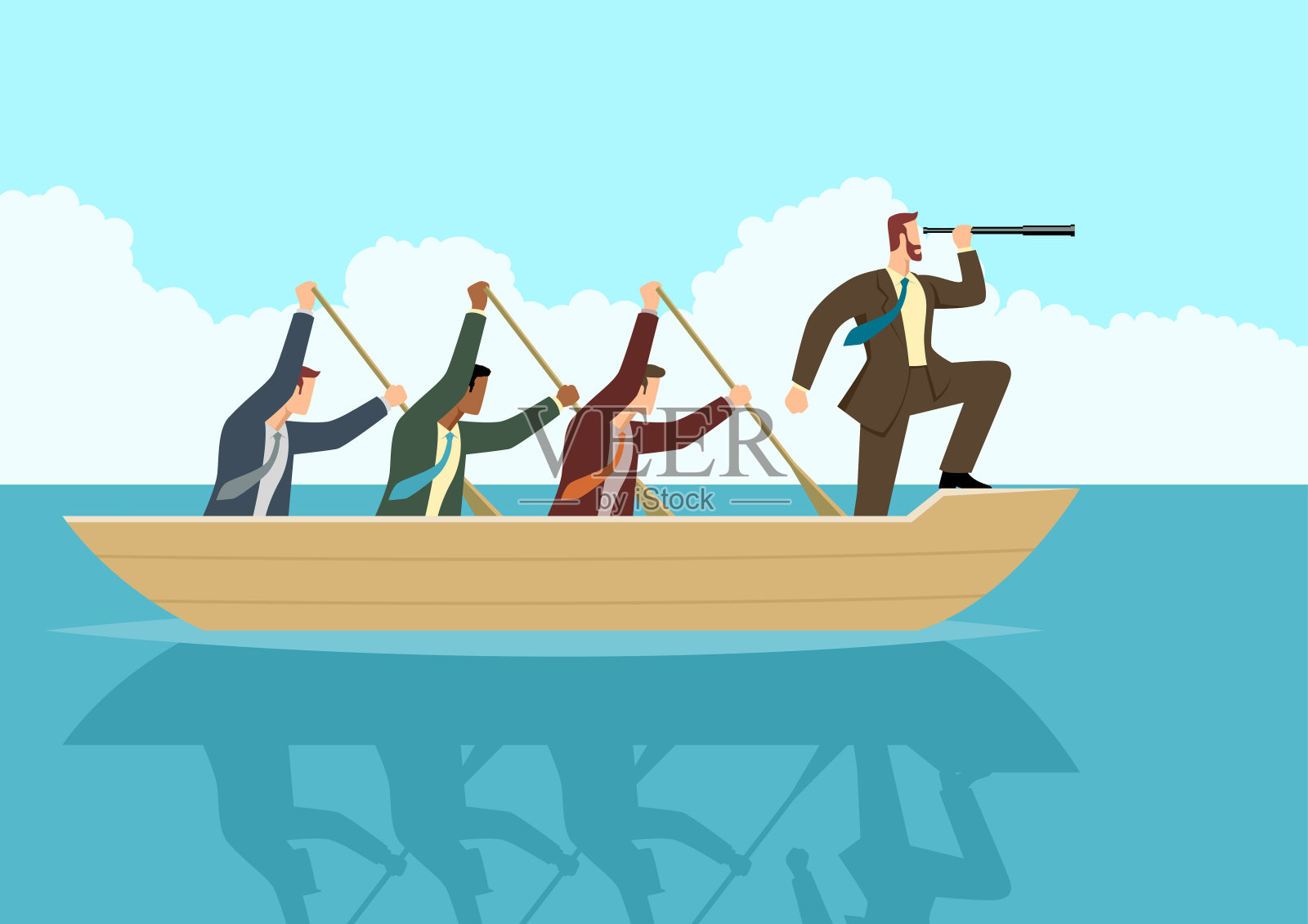 划船的商人插画图片素材
