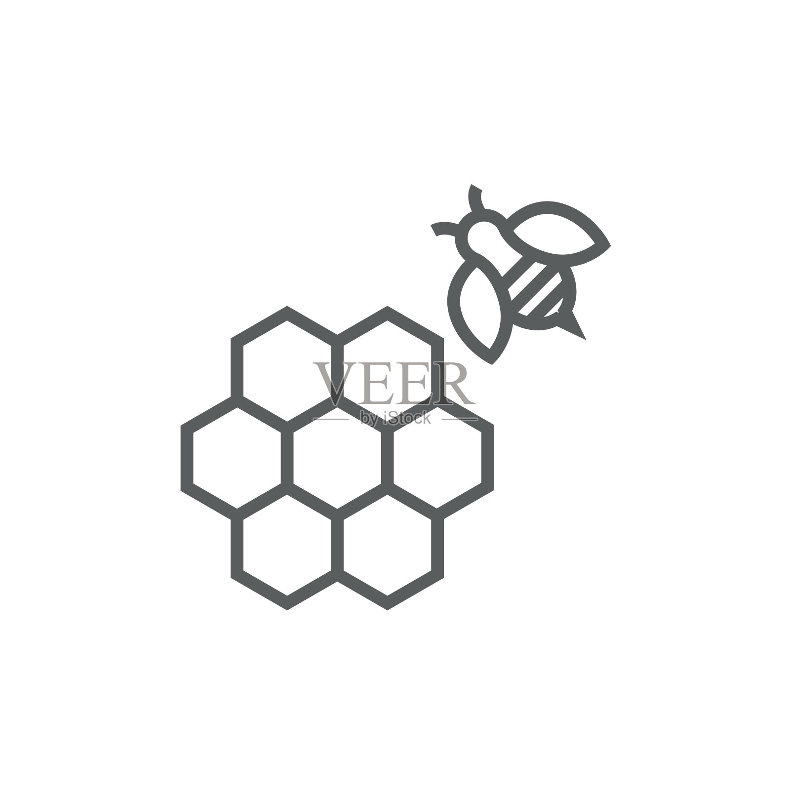 蜂巢和蜜蜂线图标图标素材