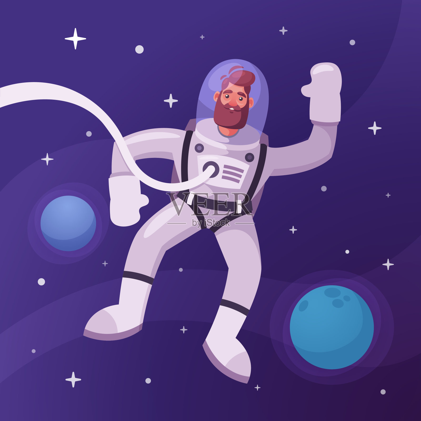 探索外太空的宇航员角色。卡通矢量图插画图片素材